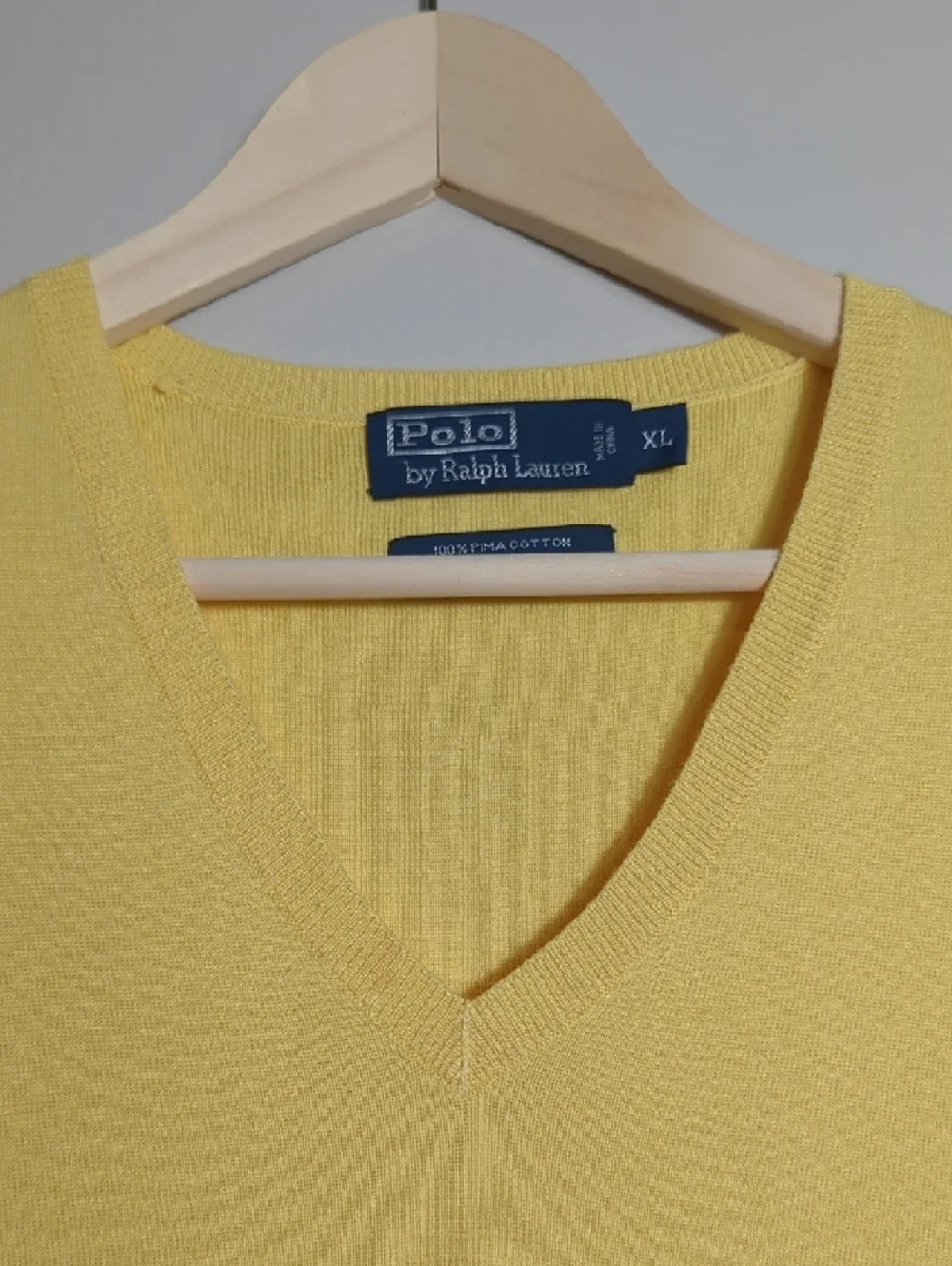 Vintage 90s Polo Ralph Lauren Yellow Pima Cotton Knit Sweater Vest Navy Pony XL‎